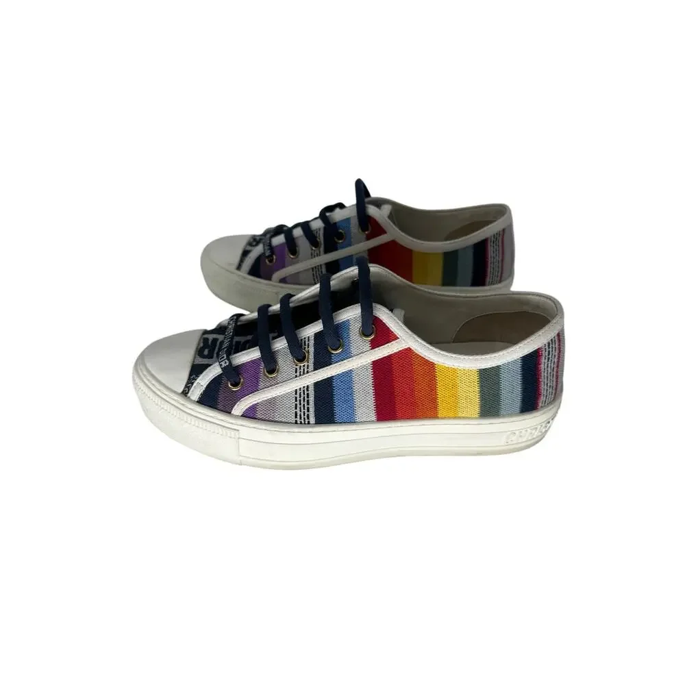 Christian Dior Walk'n'Dior Multicolor Striped Canvas Low Top Sneakers Women 37.5